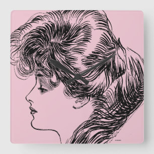 Profilera av en Gibson Flicka, 1903 Fyrkantig Klocka