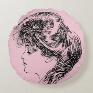 Profilera av en Gibson Flicka, 1903 Rund Kudde