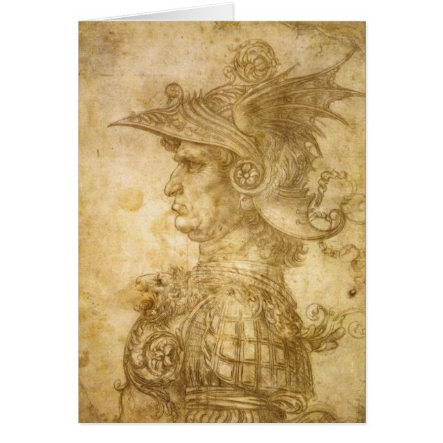 Profilera av en krigare i hjälm hälsningskort (Framsidan)