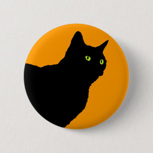 Profilera den svart katten på orangen knapp