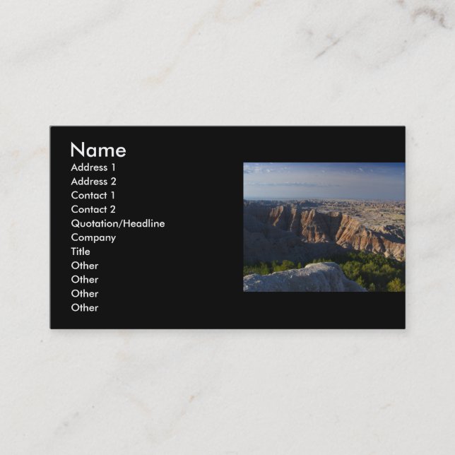 profilera, eller visitkorten, landskap visitkort (Framsida)