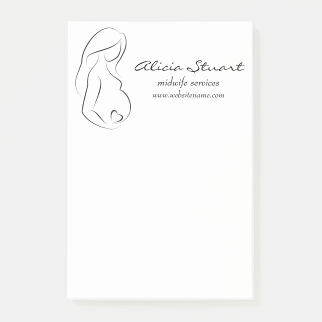 Profilera gravid kvinnabukhjärta post-it block (Framsida)