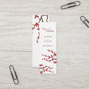 Profilerar den asiatiska zenen för röda Sakura Mini Visitkort