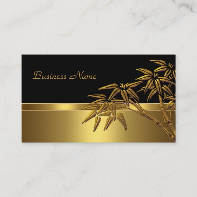 Profilkort Asian Black Guld Bamboo 2 Visitkort (Framsida)