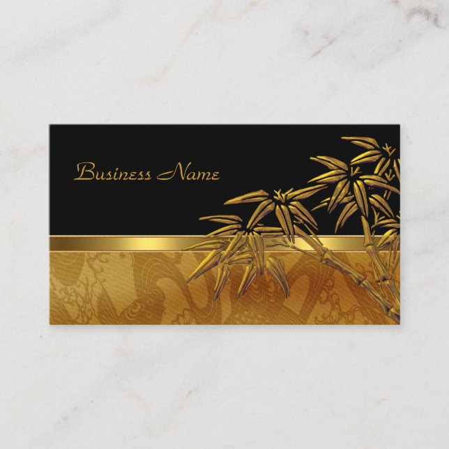 Profilkort Asian Black Guld Bamboo Visitkort (Framsida)