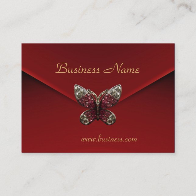 Profilkort Business Rich Red Velvet Butterfly Visitkort (Framsida)