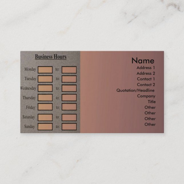 Profilkort för affärstimmar visitkort (Framsida)