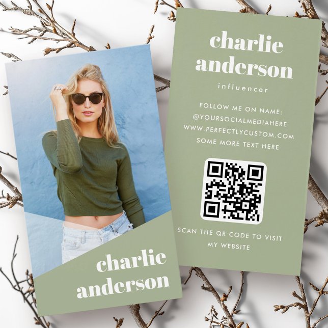 Profilkort för att påverka trendiget på anpassning visitkort (Custom photo trendy influencer profile cards)