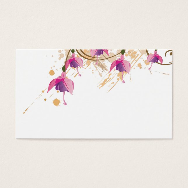 Profilkort för blommor i Fushia Visitkort (Framsidan)