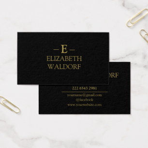 Profilkort för elegant Black & Guld Personlig Visitkort