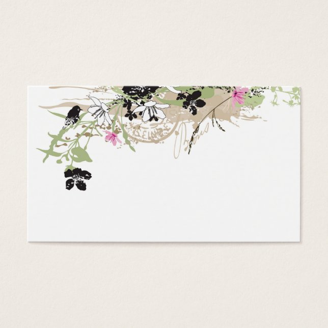 Profilkort för grå blommor visitkort (Framsidan)