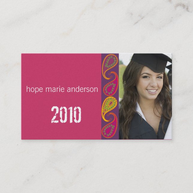 Profilkort för högre Bilder-nivå i Paisley Visitkort (Framsida)