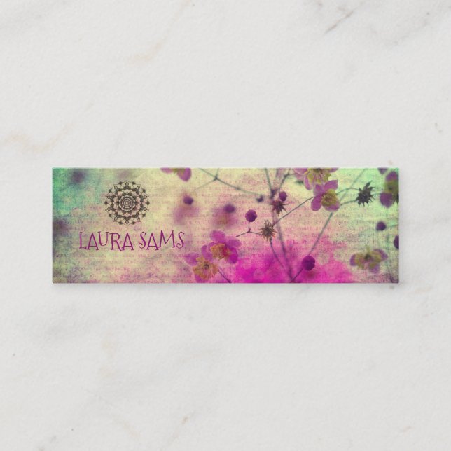 Profilkort för mandala Wildblomkvinnor Mini Visitkort (Framsida)