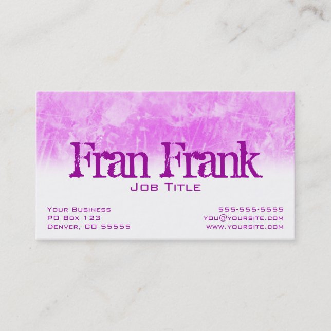 Profilkort för rosa Grunge Visitkort (Framsida)
