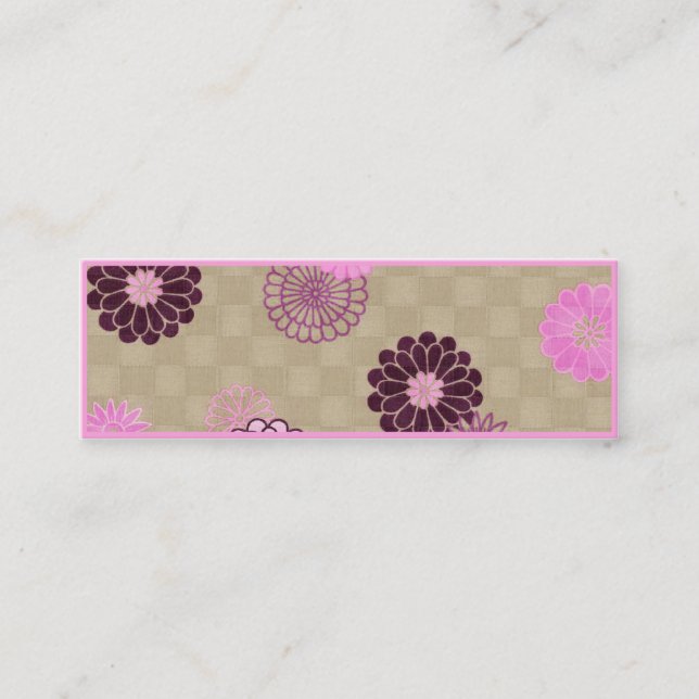 Profilkort för smala - rosa och brunt mini visitkort (Framsida)