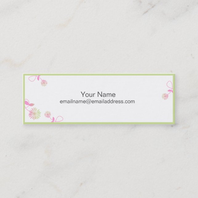 Profilkort för smala - Små, trådlösa blommor Mini Visitkort (Framsida)