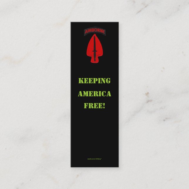 Profilkort för speciella operationer, kommando för mini visitkort (Framsida)