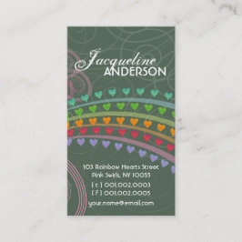 Profilkort för Whimsiic Rainbow Hearts Rosa Swirls Visitkort