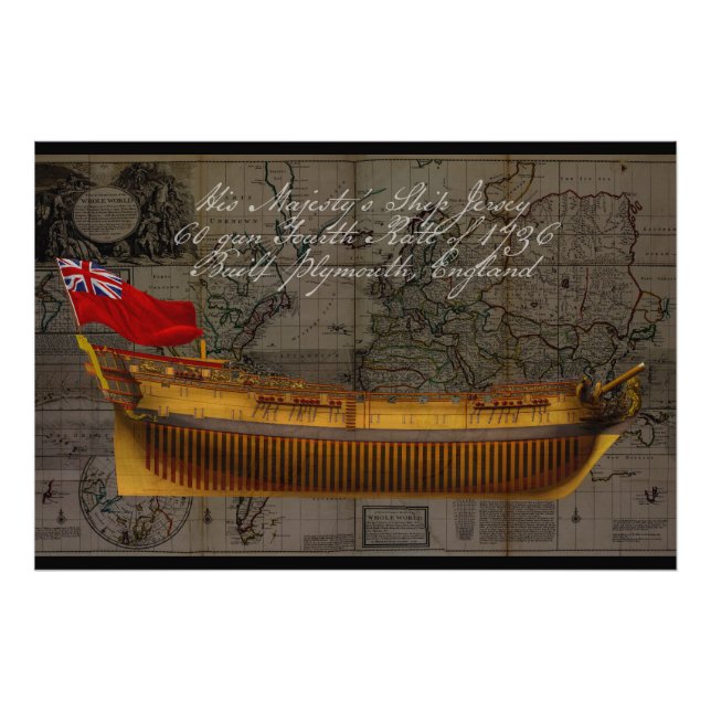 Profilmålning av fartyg Jersey Fototryck (Framsidan)