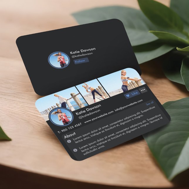 Profilsida för social Media Personal Fitness Train Visitkort (Social Media Personal Fitness Trainer Profile Page Business Card)