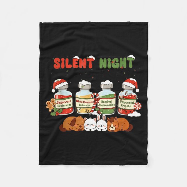 Profol Silent Night Funny Vet Tech Christmas  Fleecefilt (Framsidan)