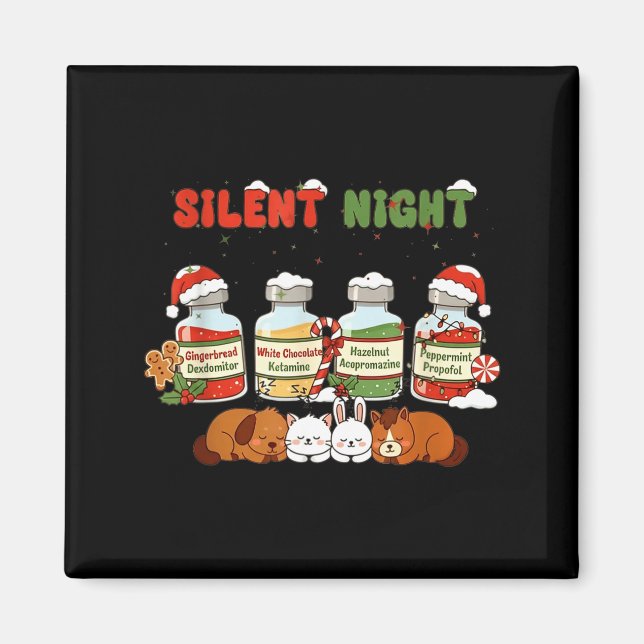 Profol Silent Night Funny Vet Tech Christmas  Magnet (Framsidan)