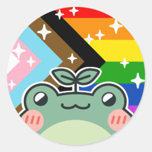 Progess POC LGBT Pride Flagga Frog Runt Klistermärke