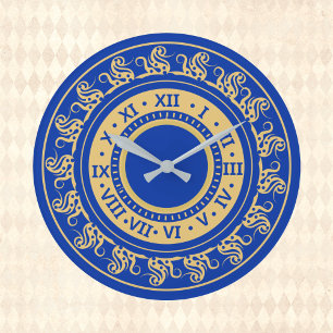 Prognos för tjocka blåa och Guld medelvärden Stor Klocka