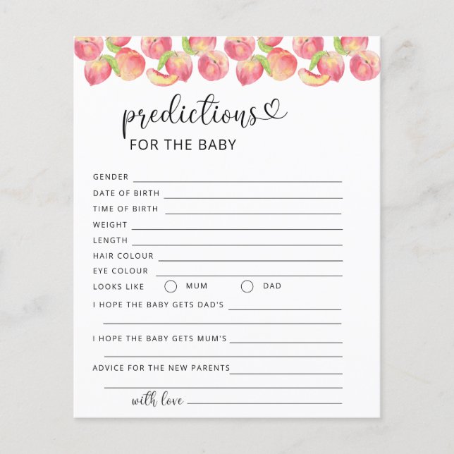 Prognoser för vattenfärgspersikor för baby (Framsida)