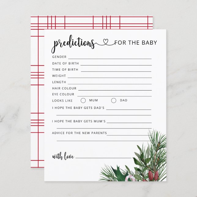 Prognoser och råd om julhelgrön baby (Fram/baksida)