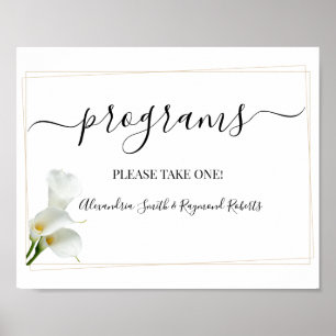 Program Bröllsceremoni Grönska Calla Lily Sång Poster