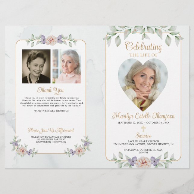 Program för begravd botanisk Blommigt Heart 4 Foto (Framsida)