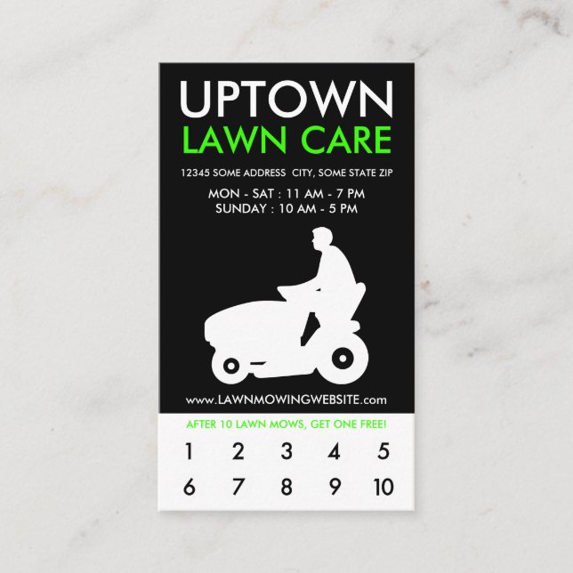 program för belöningar för uptowngräsmattaomsorg lojalitetskort (Framsida)