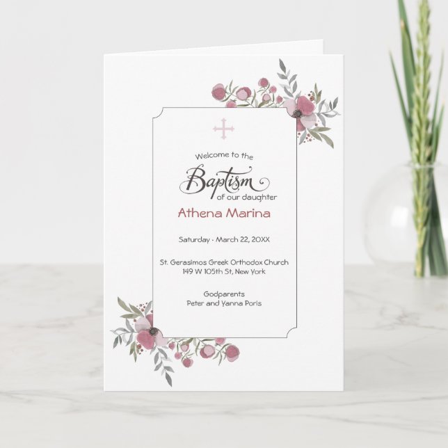 Program för dop för Athena grekiskt ortodoxkyrka (Framsida)