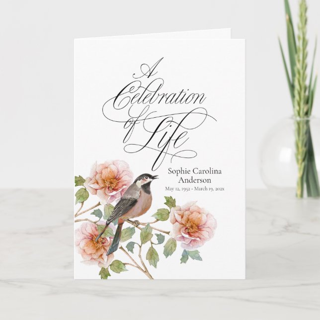 Program för firande av livet med fågel i blommor (Framsida)