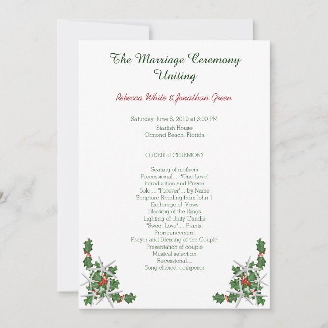 Program för jul-stjärnfisk, Beach Wedding Ceremony (Framsida)