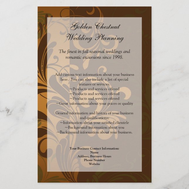 Program för kastanja/Guld/Grönt, meny eller Flyer (Framsidan)