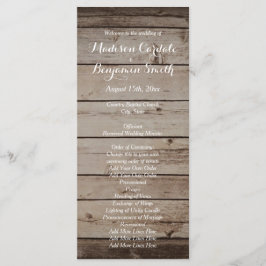 Program för Landsbyggsbröllop av obearbetat trä