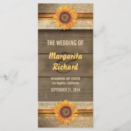 Program för landsbyggsbröllop av solblommor och tr