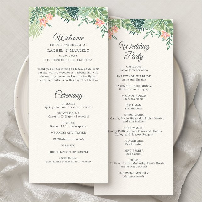 Program för tropisk Blommigt Beach Wedding (Skapare uppladdad)