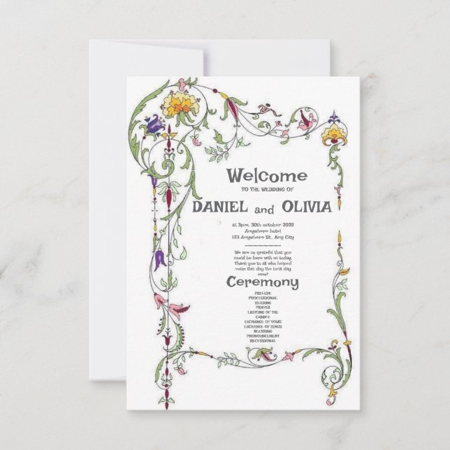 Program för Wildblomma Bröllop Rustic Land (Framsida)