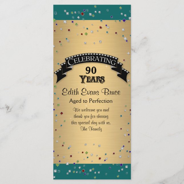 Program Jewel Confetti Födelsedagsfest Firande (Framsida)