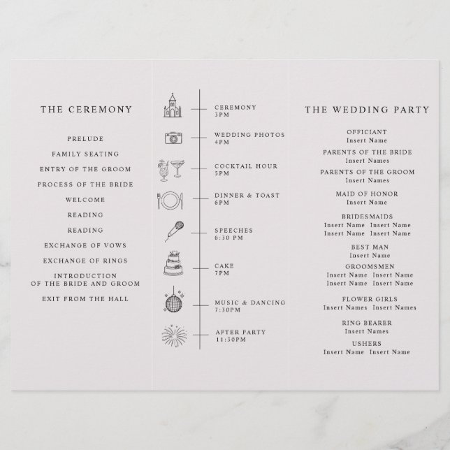 Program Minimalist Timeline for a Modern Wedding. (Baksidan)