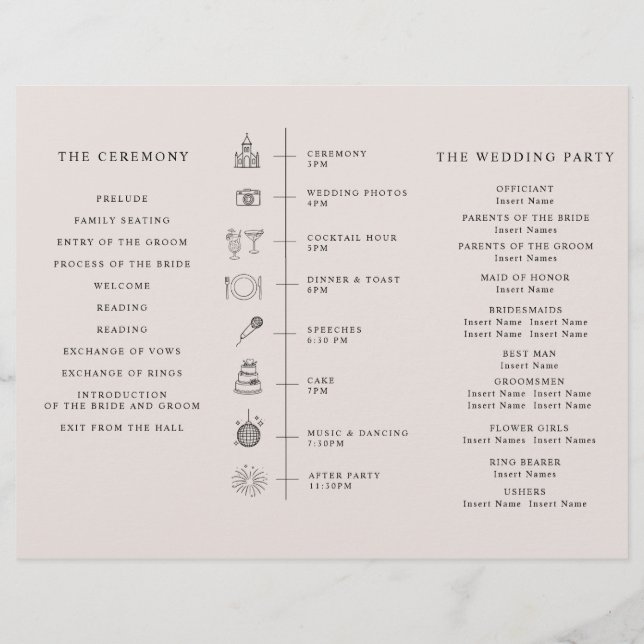 Program Minimalist Timeline for a Modern Wedding. (Baksidan)