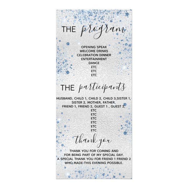 Program party silver Blue glitter stoft (Framsidan)