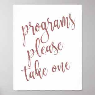 Program Vänligen Ta En Rosa Guld Glitter Skylt