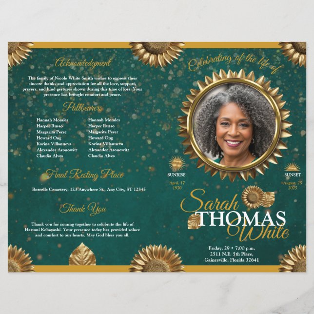 Programa Celebración de la Vida de Oro y Verde (Framsida)