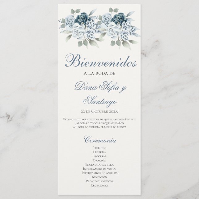 Programa de Blue Bröllop en español Program (Framsida)