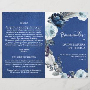Programa de Quinceañera Azul Rey y Azul Marino