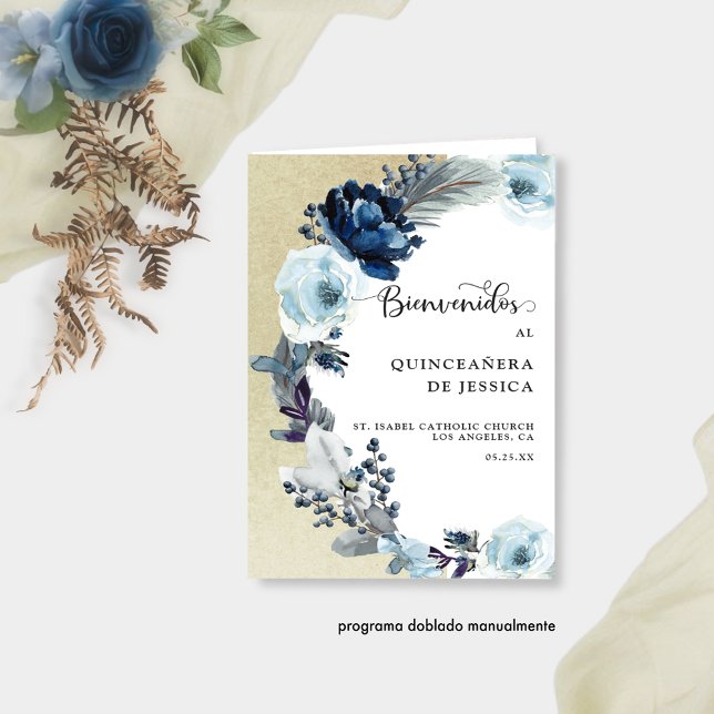 Programa de Quinceañera Azul y Oro con Flores (Skapare uppladdad)